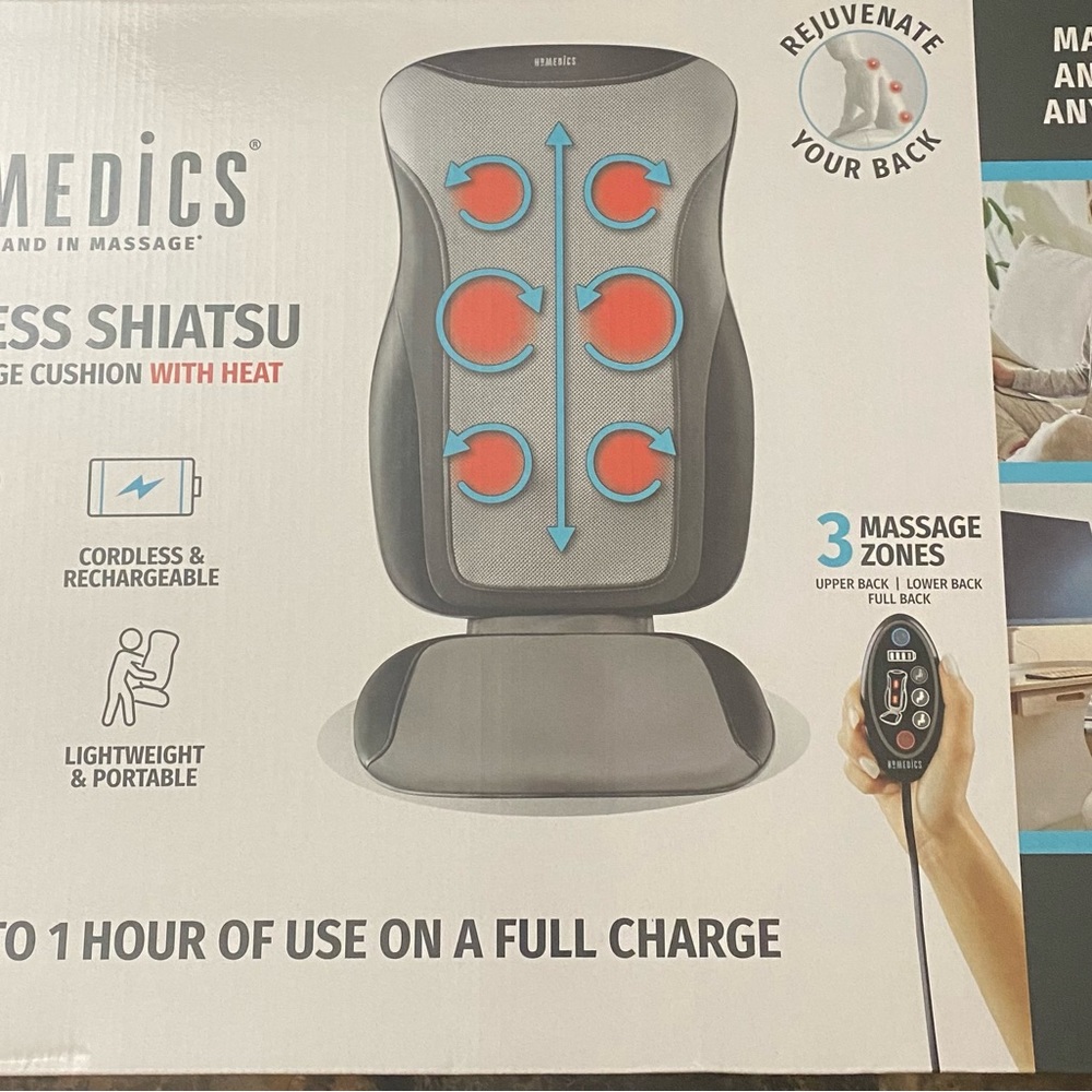 Homedics Cordless Shiatsu Back Massage Cushion with Heat